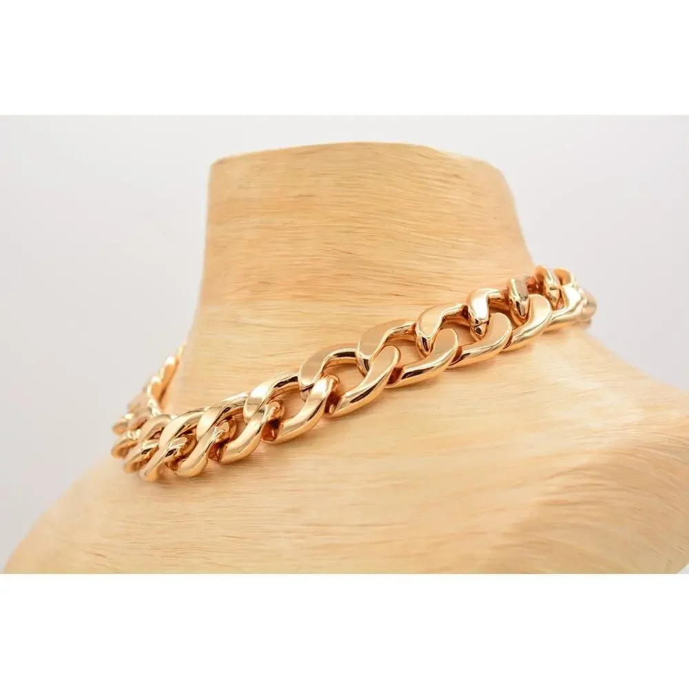 AQUA Chain Necklace Collar Thick Gold Chunky Linked Heavy Weighted NWT $58 BinBL